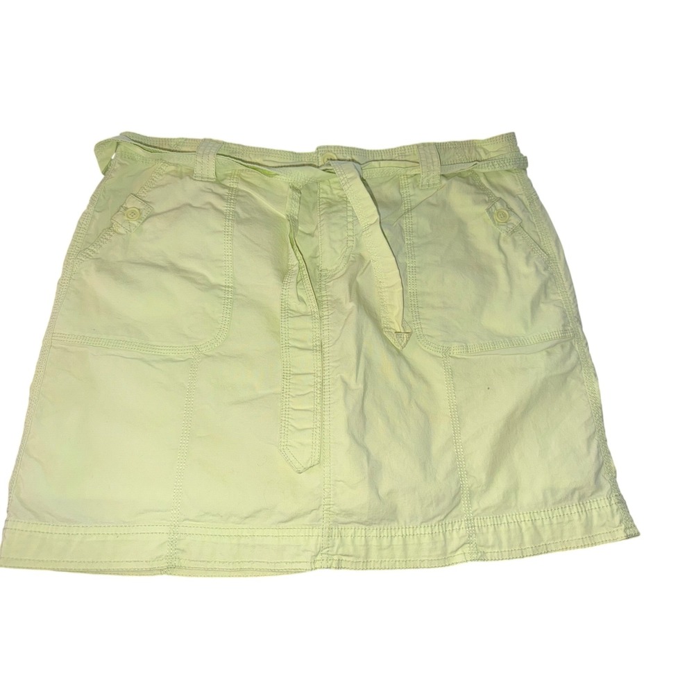 St. Johns Bay Womens Stretch Cargo Skort Size 14 Lime Green Cotton Utility Mini - Picture 1 of 5